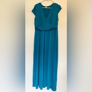 Chic Strapless Teal Maxi Dress
